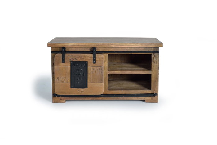 GINER Y COLOMER Mueble televisor de madera de acacia y mango con detalles en metal
